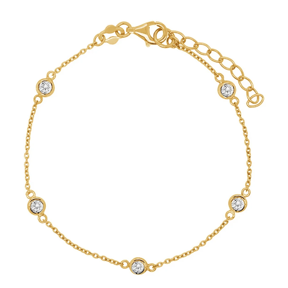 

fashion gift 925 sterling silver nice jewelry 18k gold plated hot sale dazzling bezel bracelet