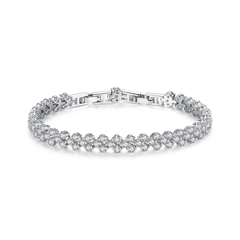 

LUOTEEMI Plain Paved 3A Cubic Zirconia Bracelet of Cut Stone Design for Woman Daily Wearing Jewelry