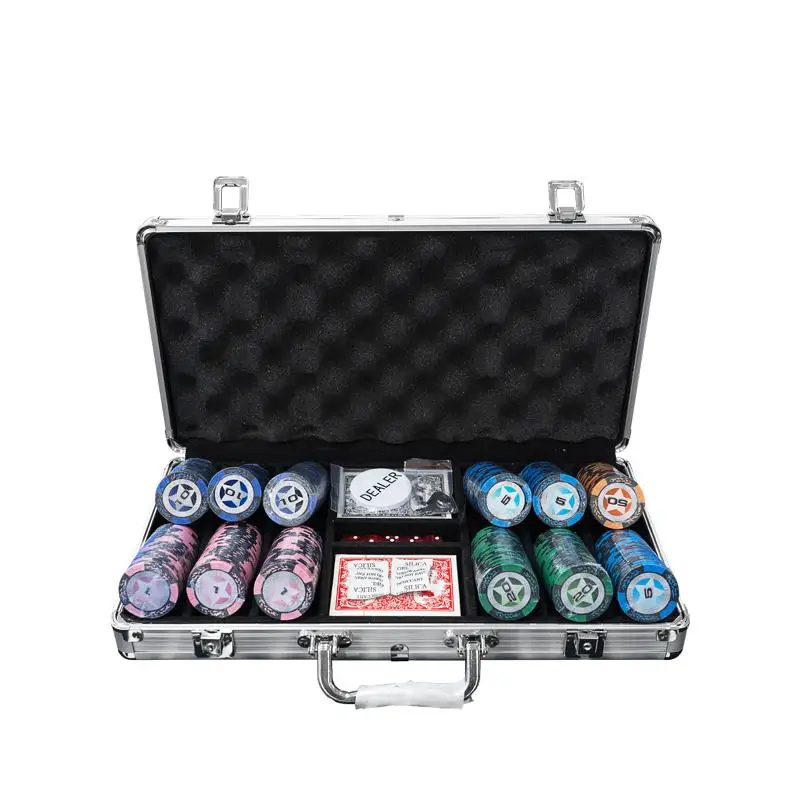 

YH 300 Pieces Cheap Casino Poker Chips Clay Poker Chip Set With Aluminum Case, Mix color