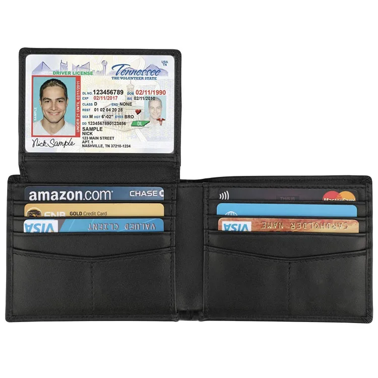 

Luxury designer slim smart sublimation RFID genuine card holder wallet leather men, As per picture