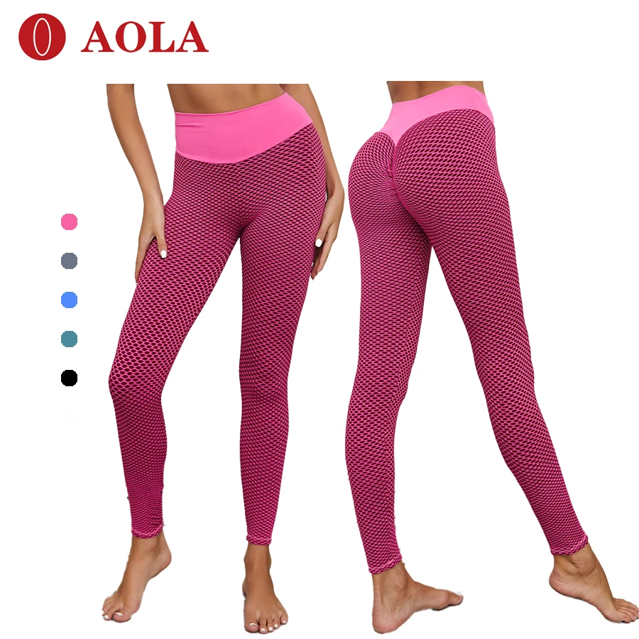 

AOLA Wholesale Sexy Mesh Tights For Gym High Waisted Running Seamless Women Yoga Pants Leggings, Black/blue/pink