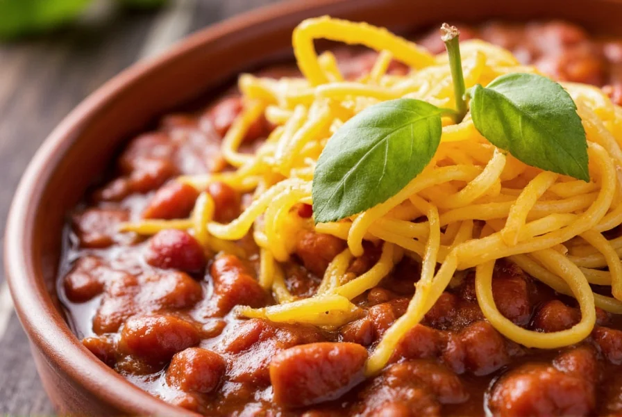 Chili Garnished with Cheese and Jalapeños