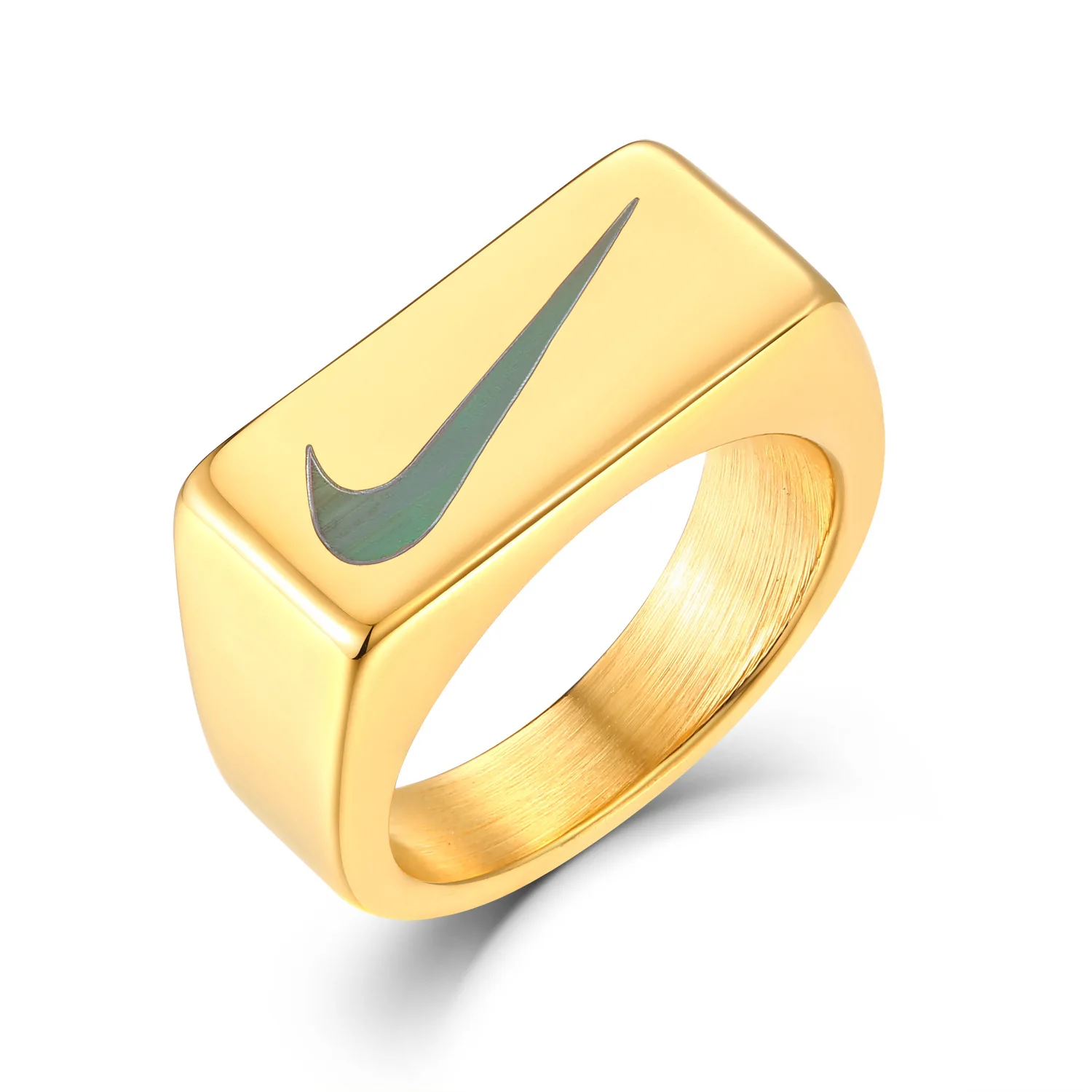 

new stainless steel ring epoxy type hip-hop steel gold creative personality street style hook ring sport ring