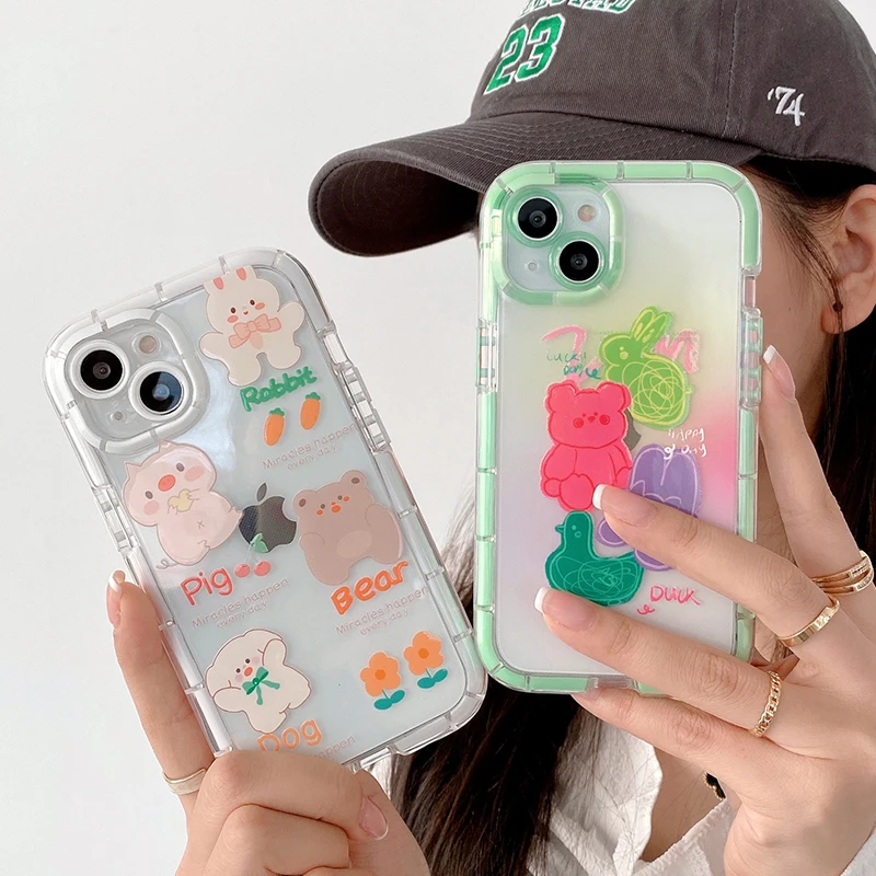 

Luminous Glow in the Dark Animal Rabbit Pig Fluorescence For iPhone 12pro Cover for iPhone 6 Plus Back Cover For iPhone Cover