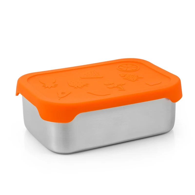 

Bento Lunch Box Steel Leakproof Stainless Steel Lunch Box Food Storage Box With Silicone Lid, Silver