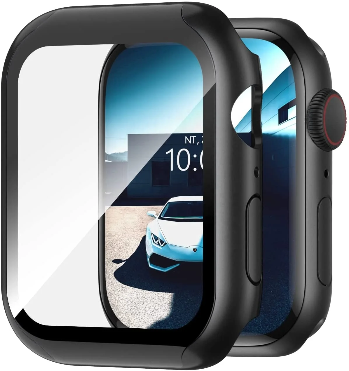 

2021 New Design Waterproof PC Watch Case With Tempered Glass Screen Protector Frame Cover For Apple Watch 7  Case Cover, Multi colors