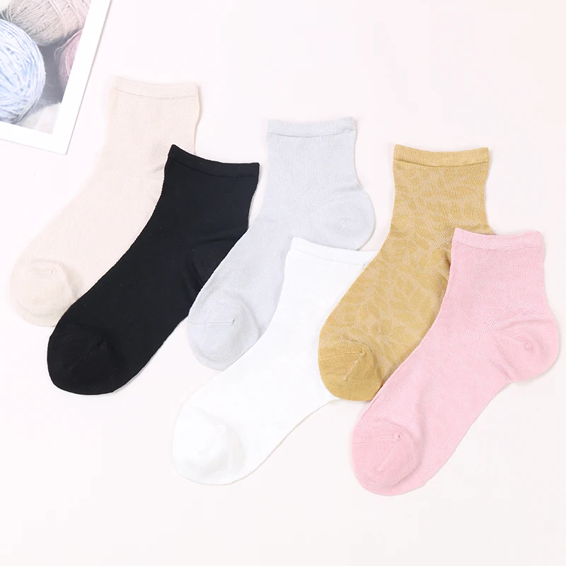 

Thin soft mesh floral cotton girl women summer solid short socks, As picture show