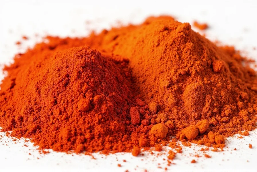 Chef measuring cayenne pepper into a spoon with caution while preparing a recipe
