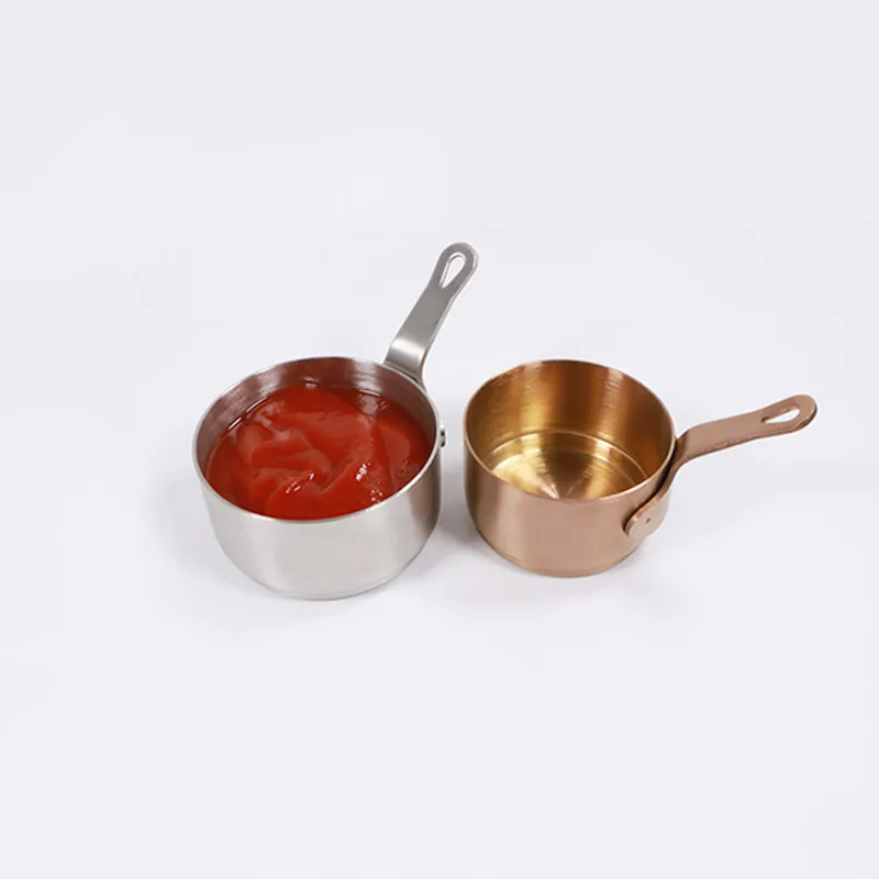 

304 stainless steel sauce cup mini pot teppanyaki matching seasoning handle dipping bowl restaurant Dipping Sauce Cups