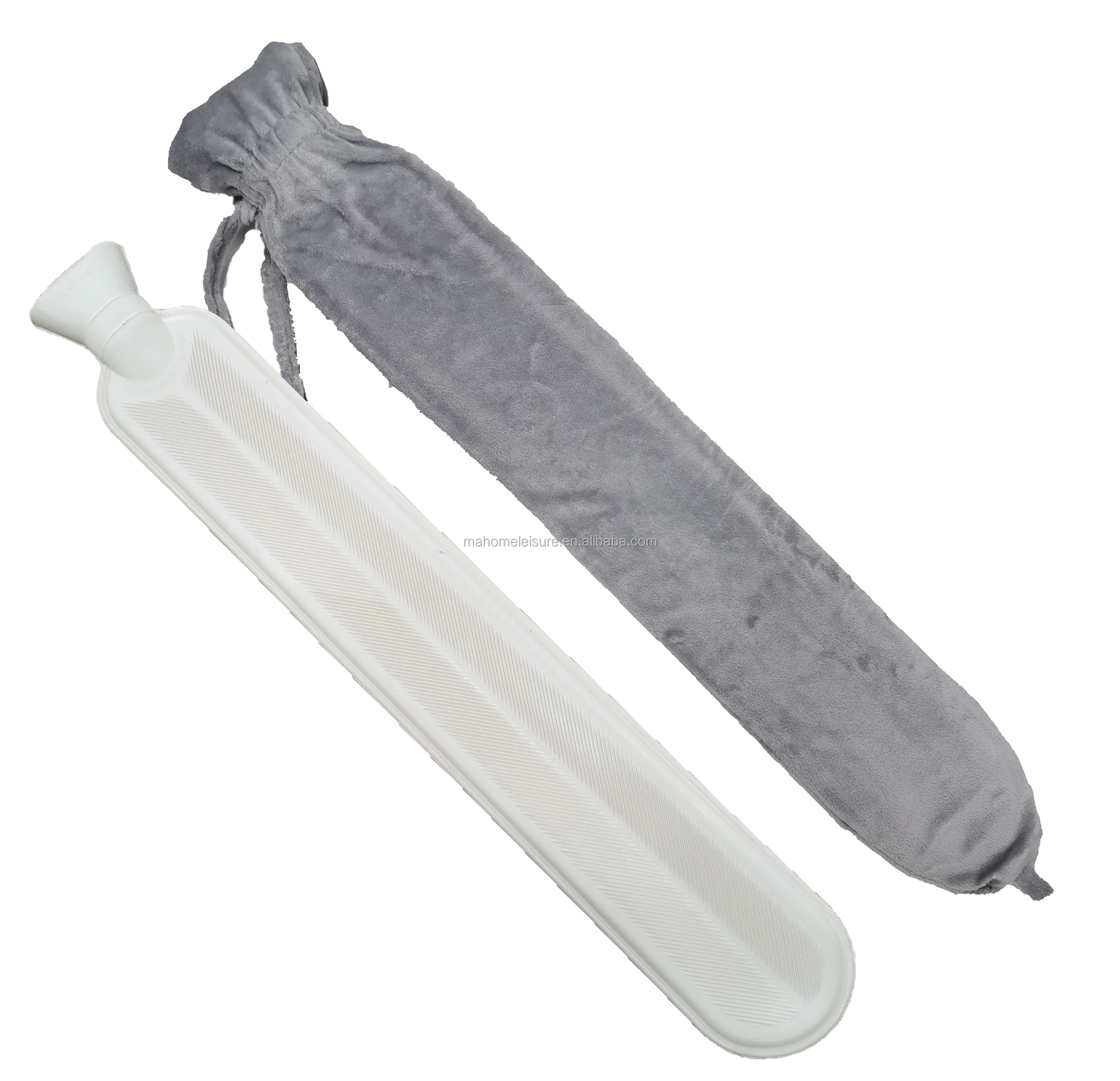 

BS durable medical rubber long hot water bottle with super soft fleece waist warmer cover, Cream
