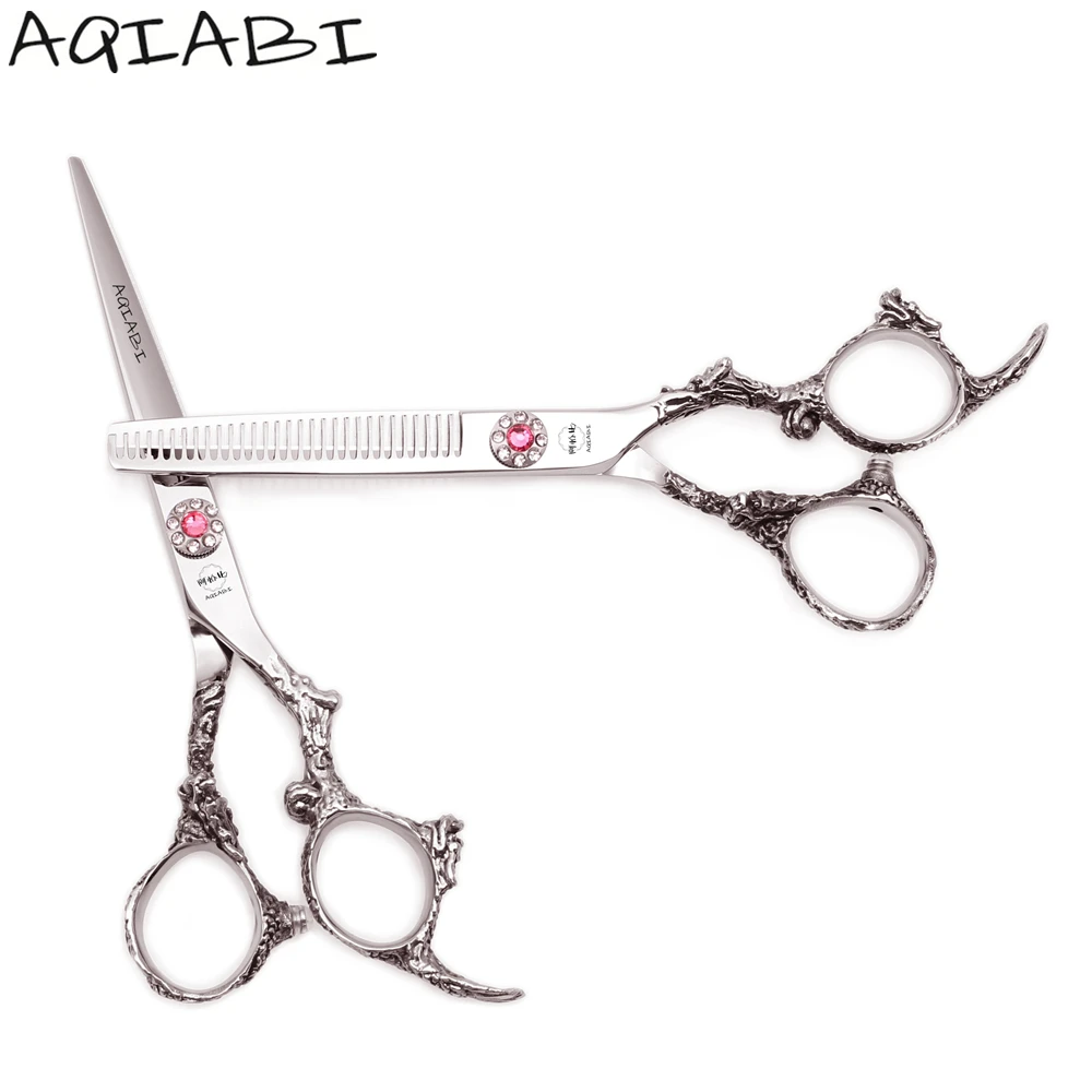 

Barber Scissors 5.5'' 6" AQIABI JP Steel Hair Scissors Cutting Scissors Hairdressing Thinning Shears Silver A9005, Shiny