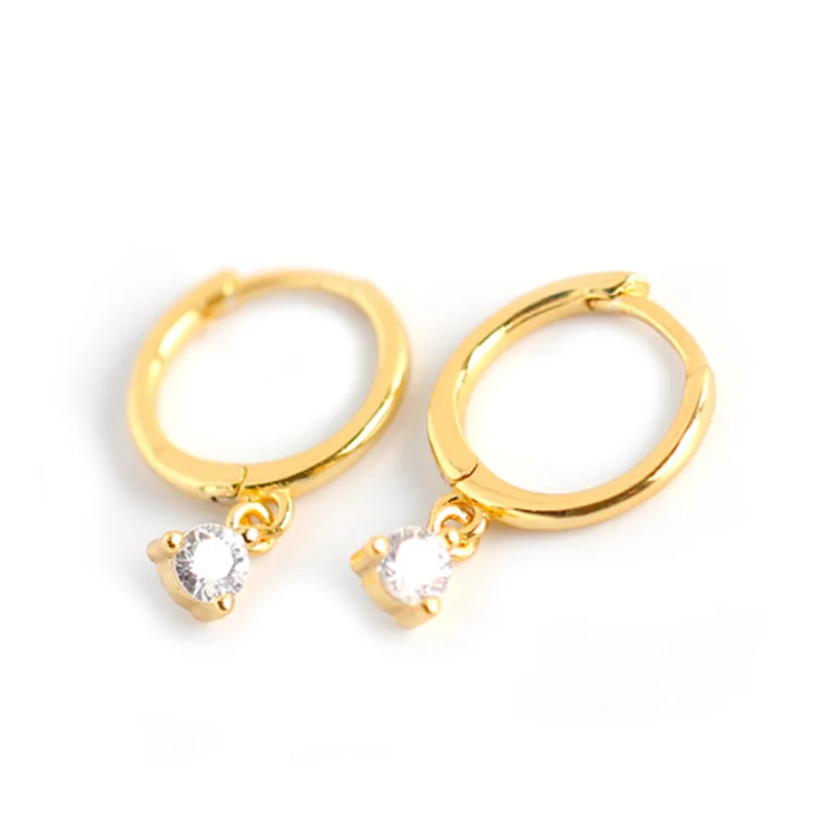 

Hawaiian fashion jewelry women men 925 sterling silver small zircon stone hoop drop dangle clip on earrings