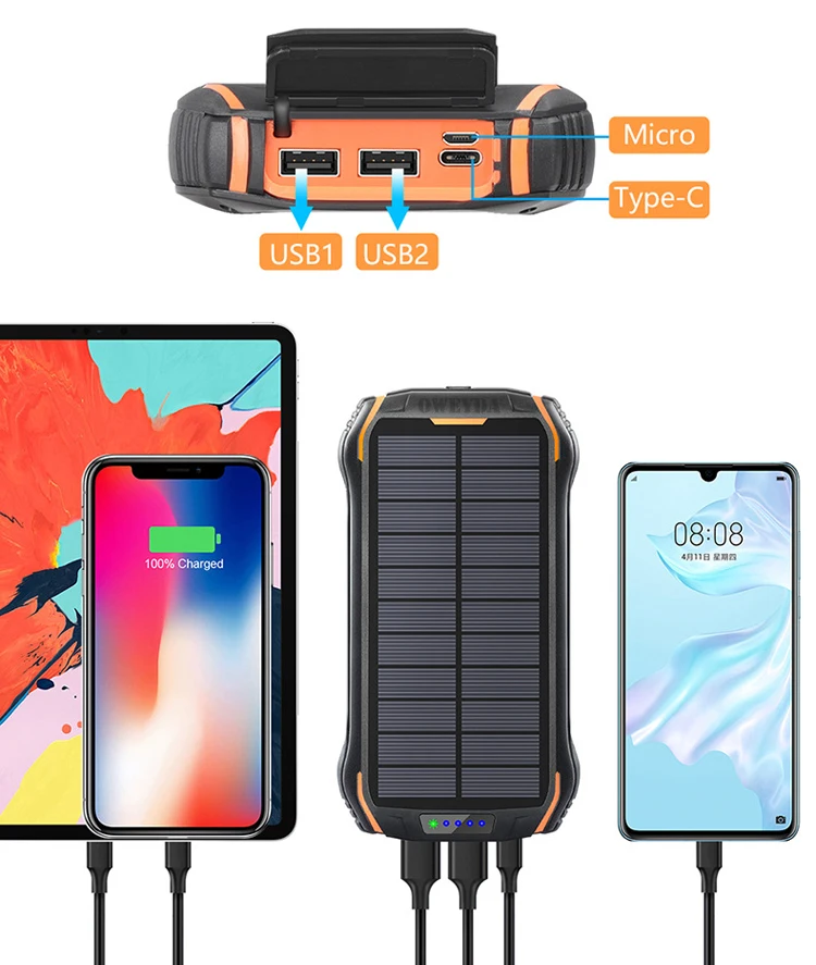 2019 Hot Selling Amazon Waterproof Portable Solar Charger Power Bank For Camping - ANKUX.COM