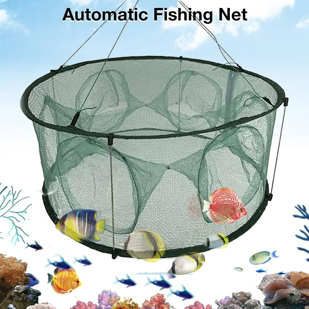 

7 Holes Automatic Fishing Net Strengthened Shrimp Cage Nylon Foldable Crab Fish Trap Cast Net Cast Folding Fishing Network