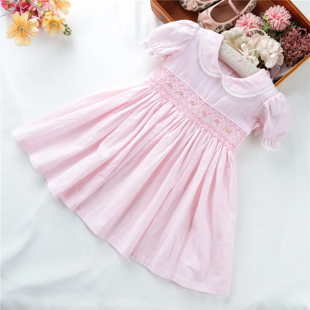 

summer kids baby girls clothing dress hand made smocked toddler cotton children's clothes H032063