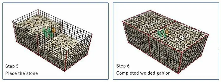 Galfan Coating Wire Mesh Stone Cage Welded Gabions for retaining wall
