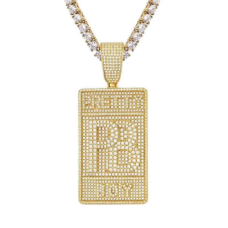 

iced out cz gold plated rapper jewelry hip hop custom made dream chaser pendant, Gold color