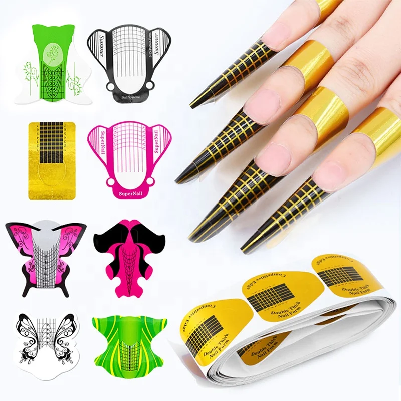 

Salon 100Pcs Butterfly Fish Shape Nail Art Tips Extension Forms Guide Sticker French DIY Acrylic UV Gel Manicure Tool