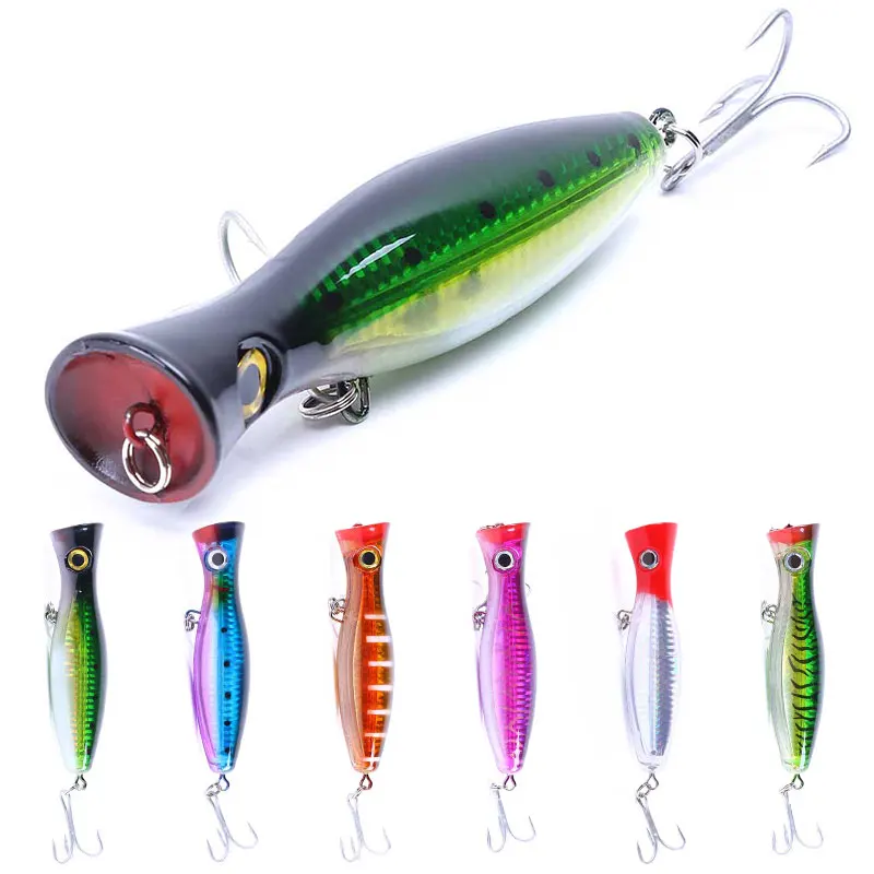 

newup wholesale 43g large fishing popper hard plastic material with 3D fish eyes swimbait, 6 colors as pictures