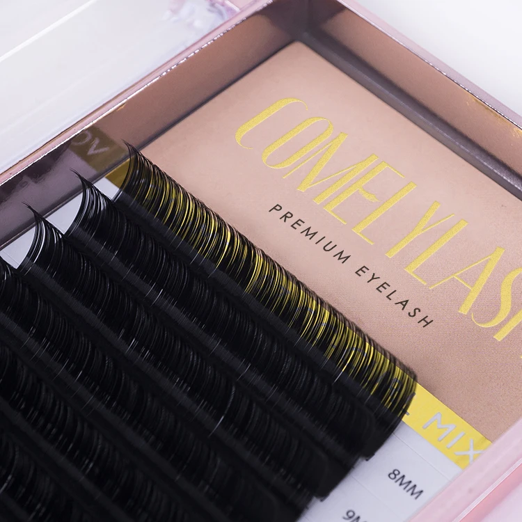 

Comelylash 20mm hot selling individual high quality individual silk custom eyelash extensions private label, Black