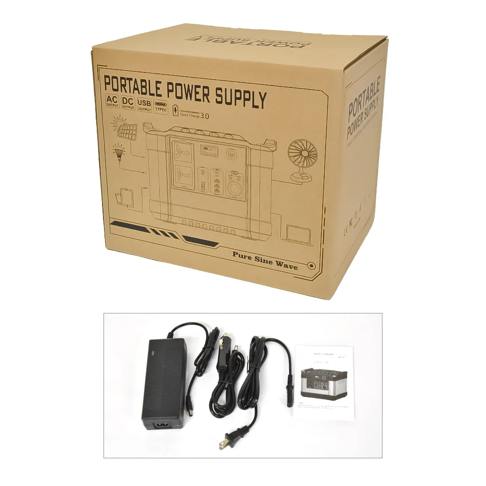 
1000W Solar Mobile Power AC 100V/110V/120V Power Charger Lithium Battery Outdoor Portable Power Station 