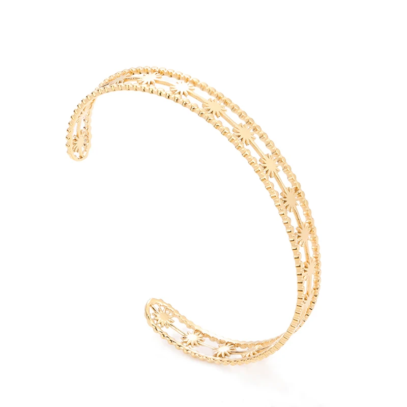 

JB033 fashionable women's stainless steel 14K hollow flower bracelet