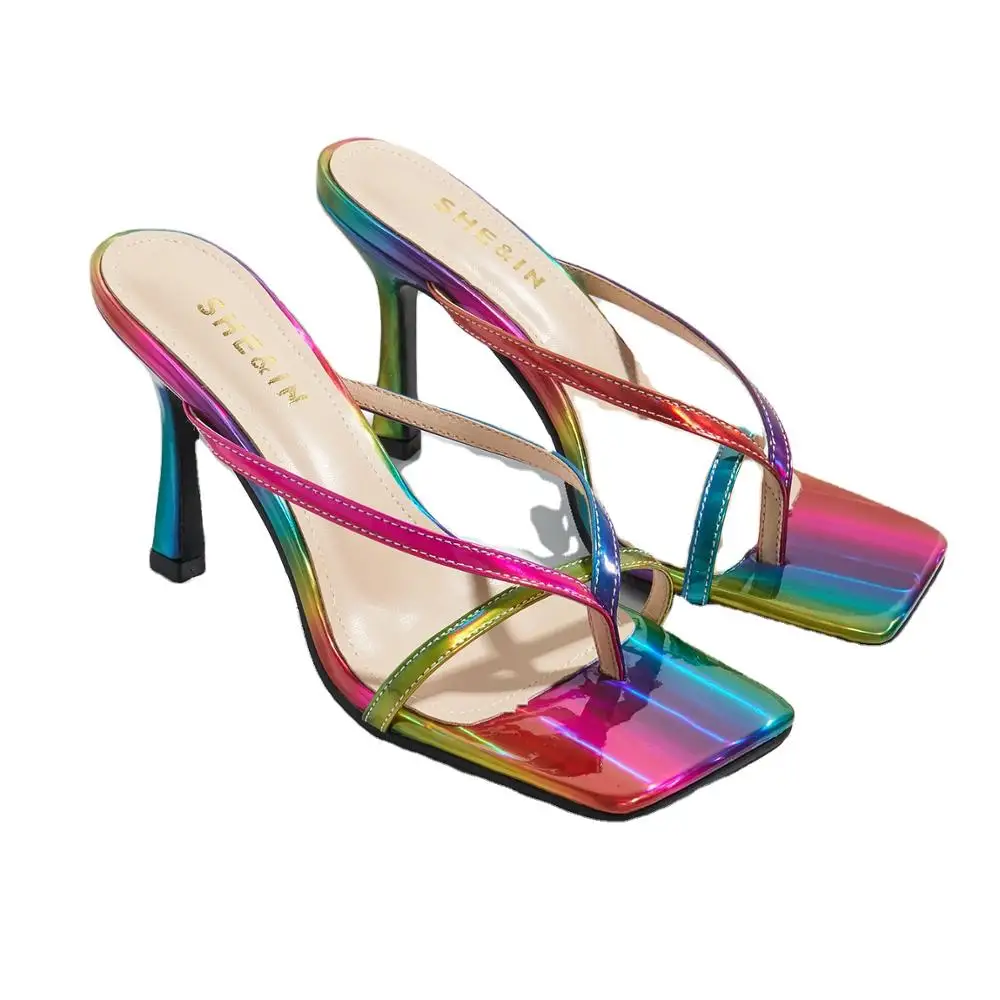 

2021 New Arrivals Summer Trendy Design Ruffles High Heels Suede Stiletto Trendy Flip-flops Net Red Shoes Women's Sandals