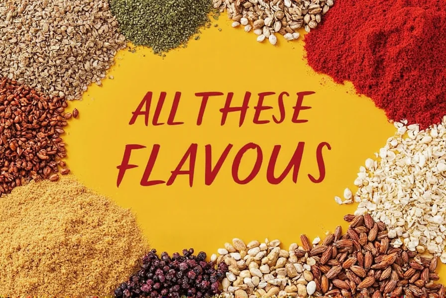 Spice mix on a wooden table
