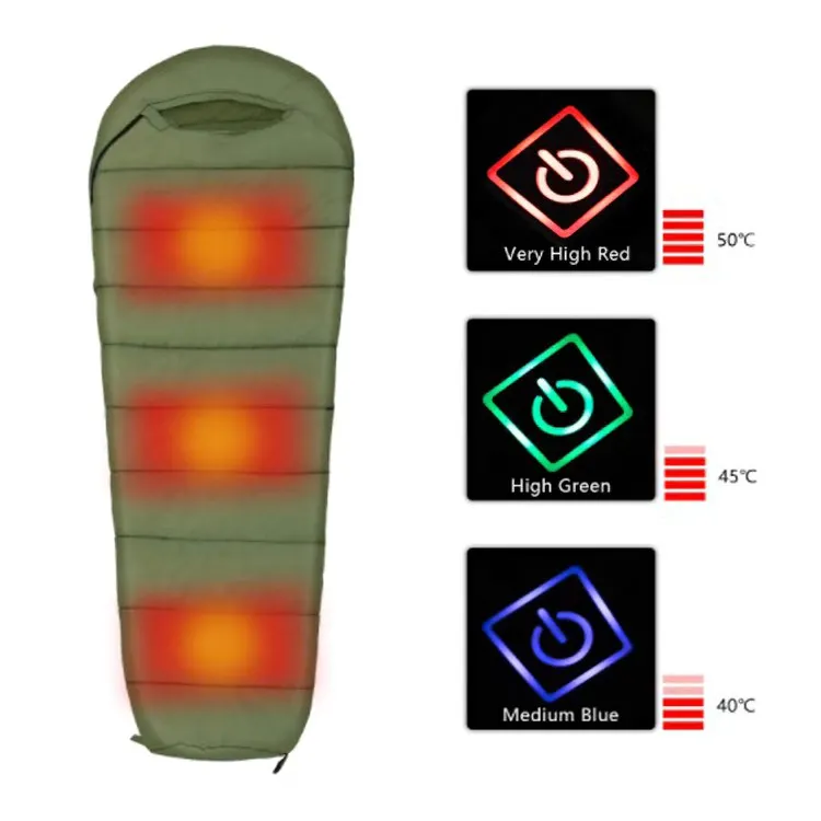 
2020 Waterproof Electronic Outdoor Thermal Mummy Electric Battery Heated Sleeping Bag For Cold Weather 