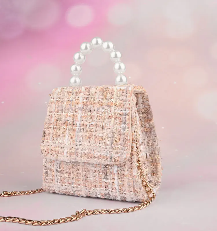 

2021 New simple braided pearl chain button single shoulder bag wholesale girls shopping and date handbags, Multi colors