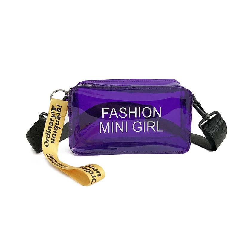 

Custom Logo Fashion Designer Clear PVC Women Handbag Crossbody Single Shoulder Bags Transparent Mini Jelly Bag Purse for Girls, White,purple,black,green,blue,rose red