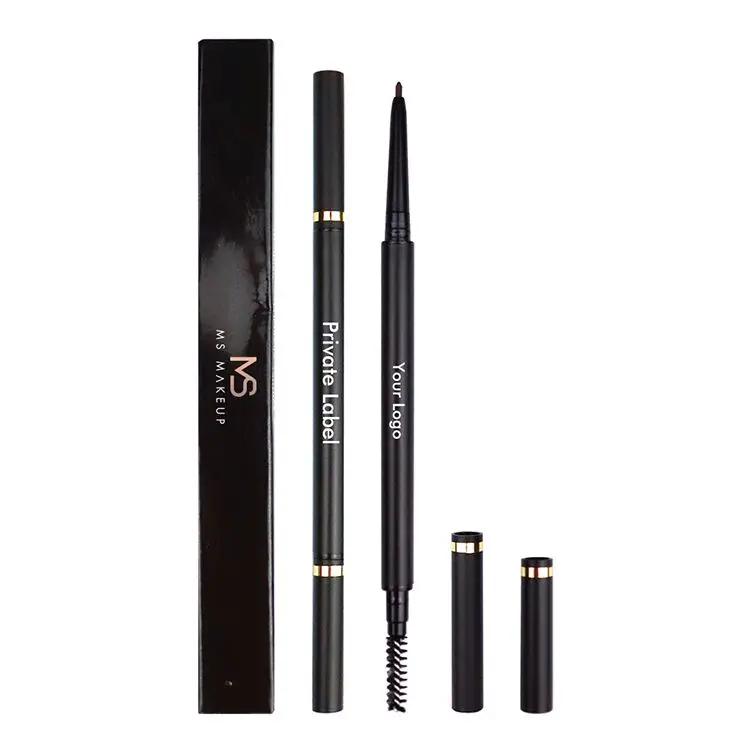 

Oem New 6 Colors Black Tube Custom Logo Cruelty Free Vegan Slim Waterproof Private Label Eye Brow Eyebrow Pencil With Brush