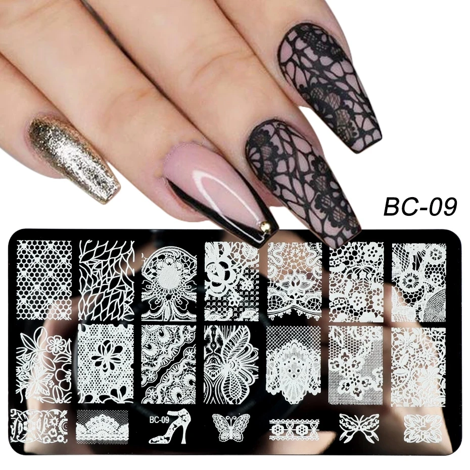 

Nail Art Stamp Lace Flowers Mandala Geometric Templates Polish Printing Stencils Manicure Tools Nail Stamping Plates, Metal board