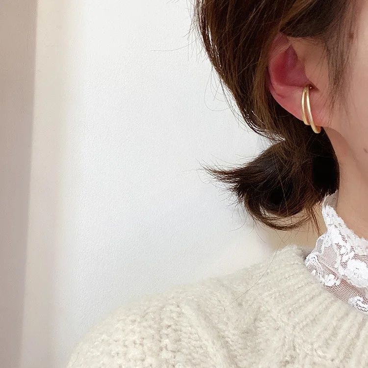 

Vershal Fashion Korean Matte Geometric 18K Gold Plated Earrings Minimalist Elegant Hoop Stud Earrings Jewelry