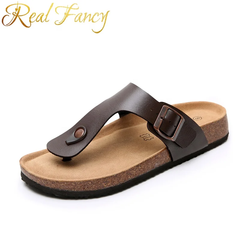 

New Arrival Women Thong Sandals Leather Sandals With Arch Support Cork Sole, Brown