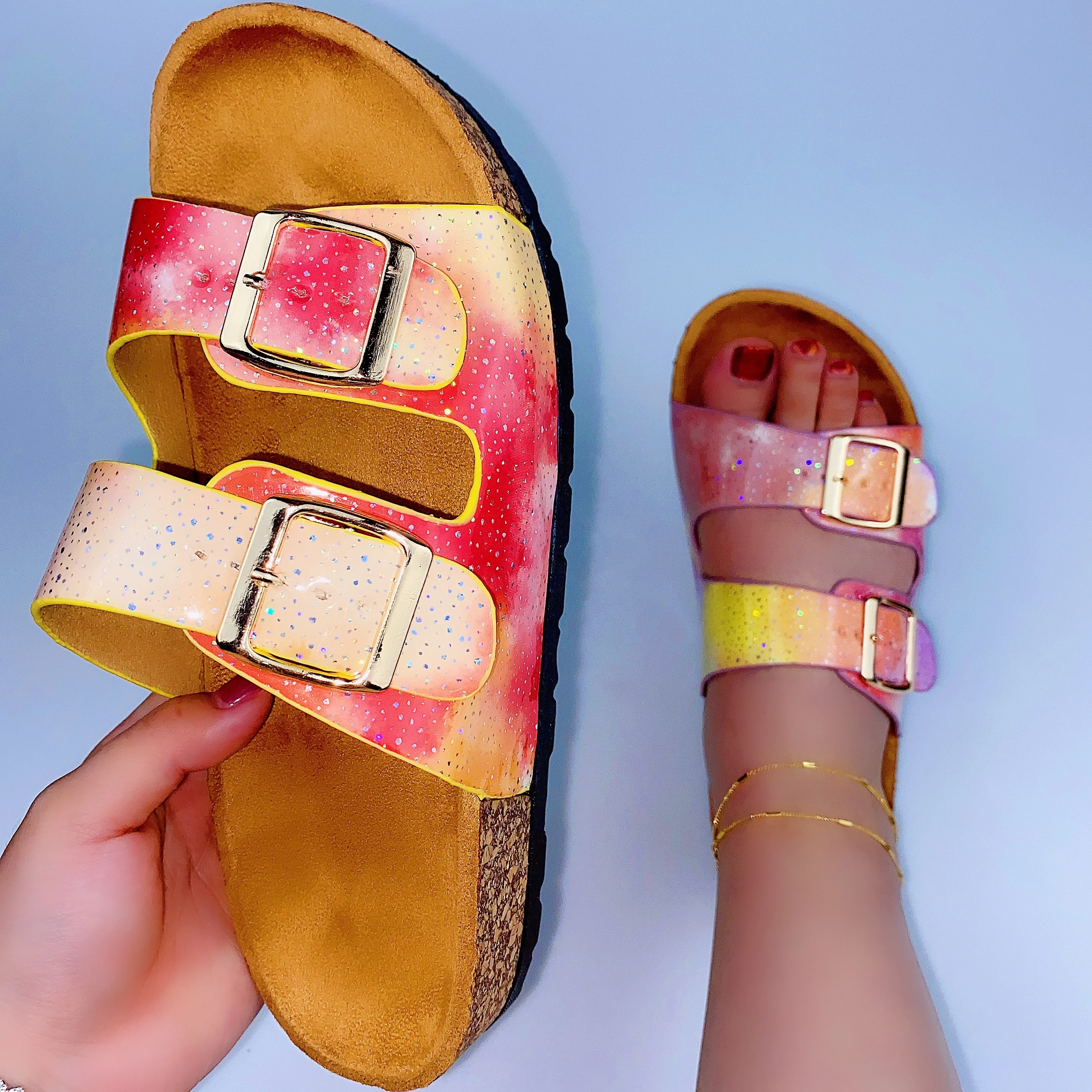 

New Design Slippers for Women Fashion Starry Sky Cork Sole Sandals Summer Sandals Slippers Ladies Shoes Slippers Slides