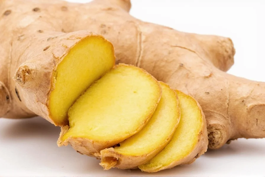 Fresh ginger root sliced open showing fibrous interior and bioactive compounds