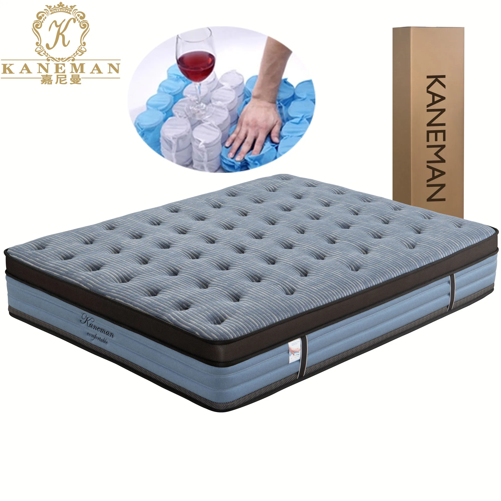 7 Zone Queen Size Bed Mattress Roll Up Latex Pocket Spring Mattress In