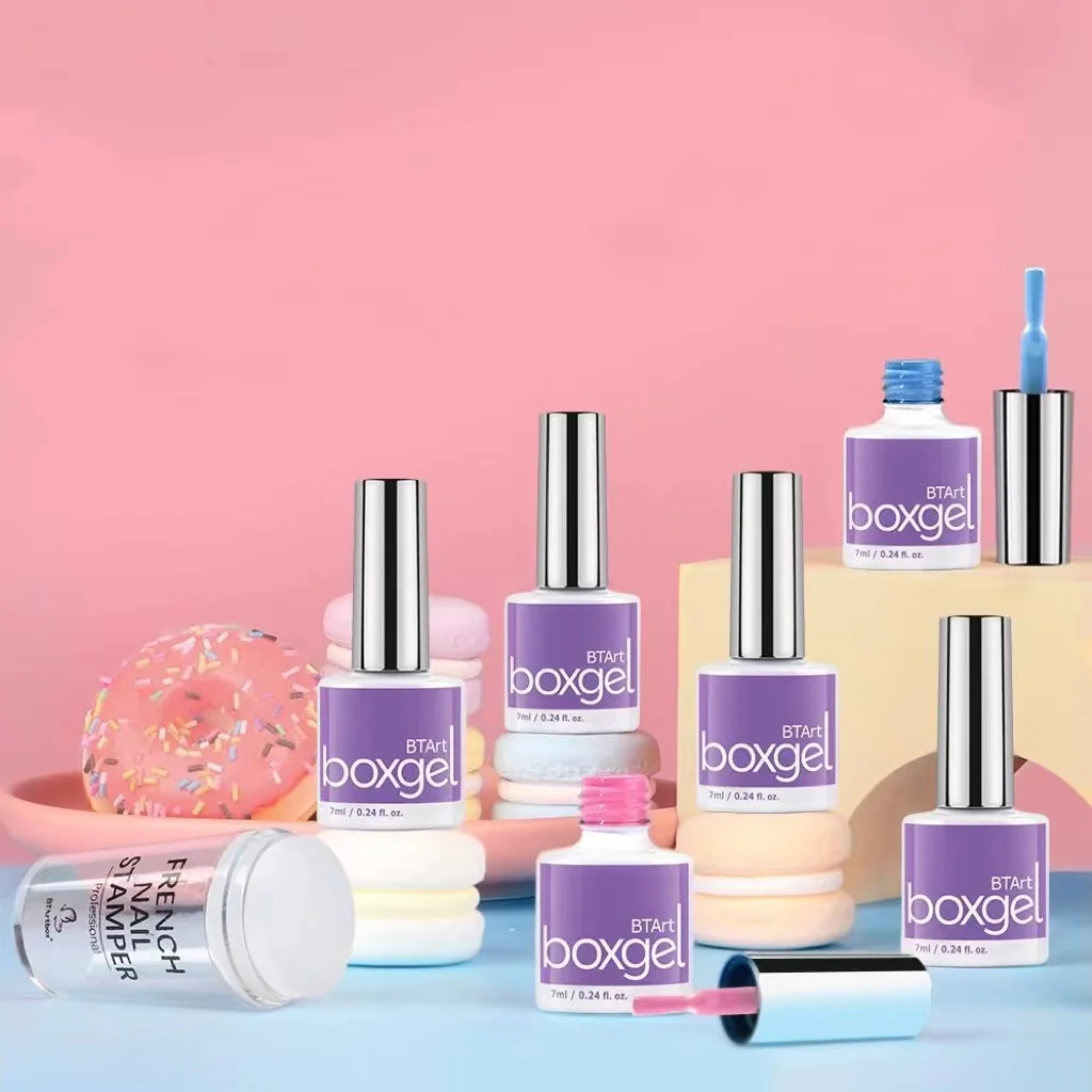 

BTArtbox High Quality Eco-friendly Long Lasting 6 Colors Nail Polish Uv Gel With Nail French Stamper
