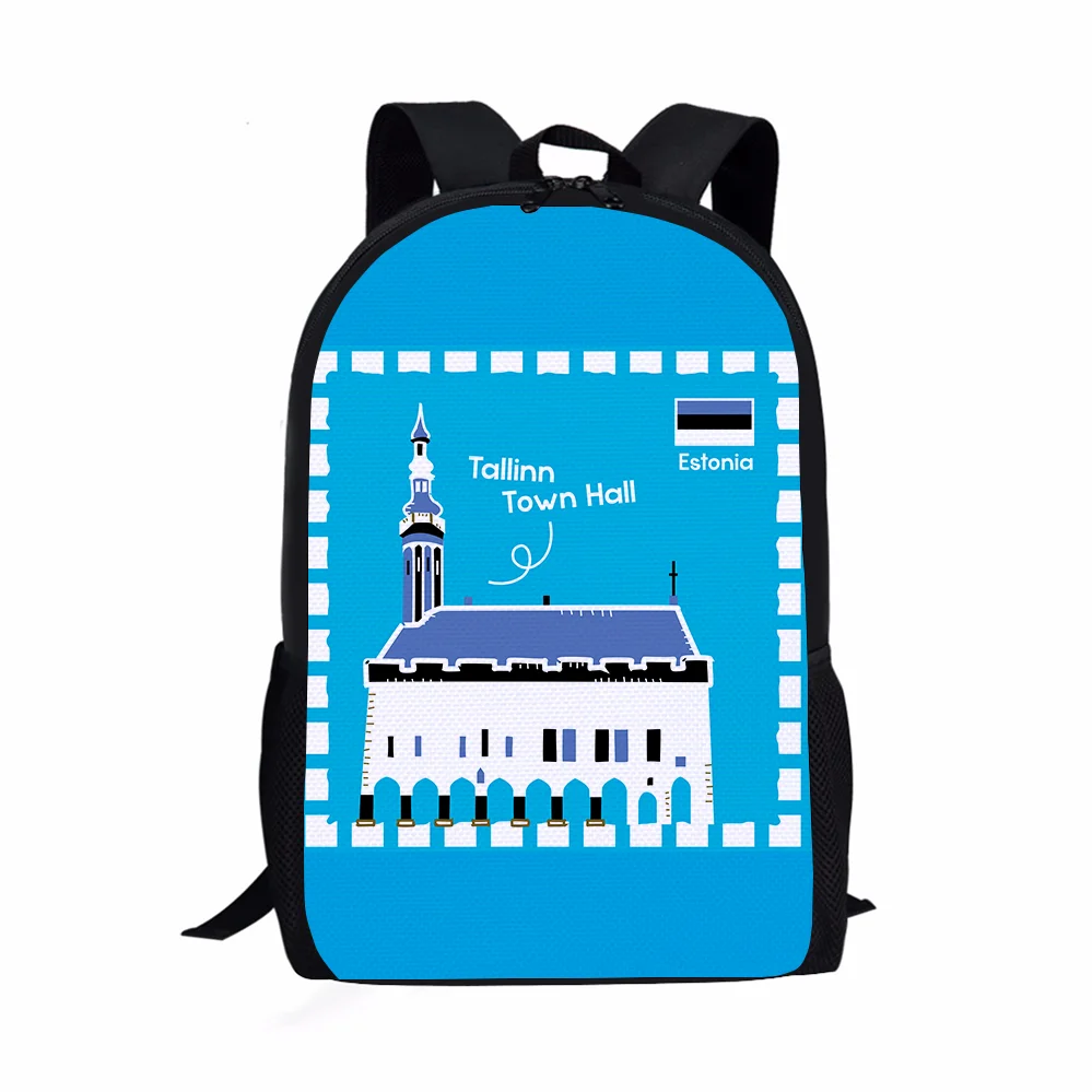

2022 New Designer High Quality Custom Estonia Tallinn Town Hall Logo Souvenirs Advertising Gift Casual Bag For Mens Backpack