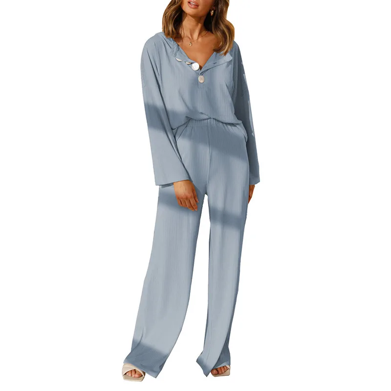 

Customized Soft Lounge Wear Women Long Sleeve Polyester Set Ladies Leisure Sleepwear, Customized color