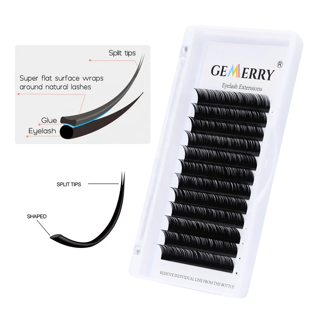 

GEMERRY Flat Ellipse Eyelashes Extensions Split Tips Ellipse Shaped Natural Light False Ellipse Eye Lashes Extention Wimpers