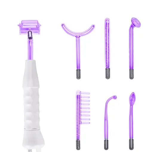 

7 In 1 High Frequency Electrode Glass Tube Violet Purple Light Acne Wand Skin Care Spot Acne Remover Facial Spa Beauty Machine, White