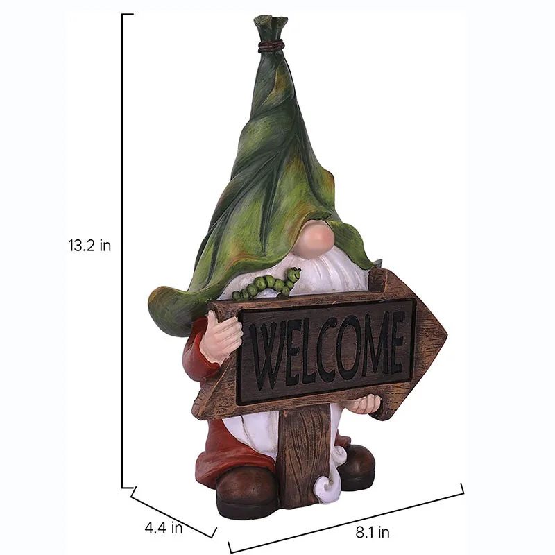 

Wholesale Amazon hot sale outdoor decorations dwarf garden ornaments solar luminous summer dwarf elf doll resin garden gnome