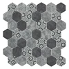 6mm Thickness Art Design Flower Pattern Printed Decorative Glass Hexagon Tiles Mosaic
