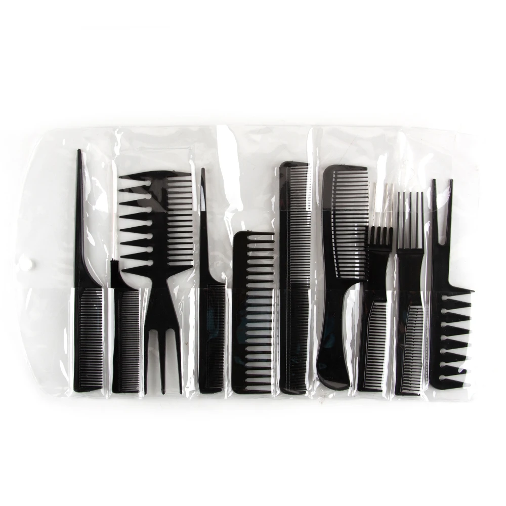 

10pcs/set Pro Salon Hair Styling Hairdressing Tools Hairdresser Anti-statis Barbers Combs Set, Black