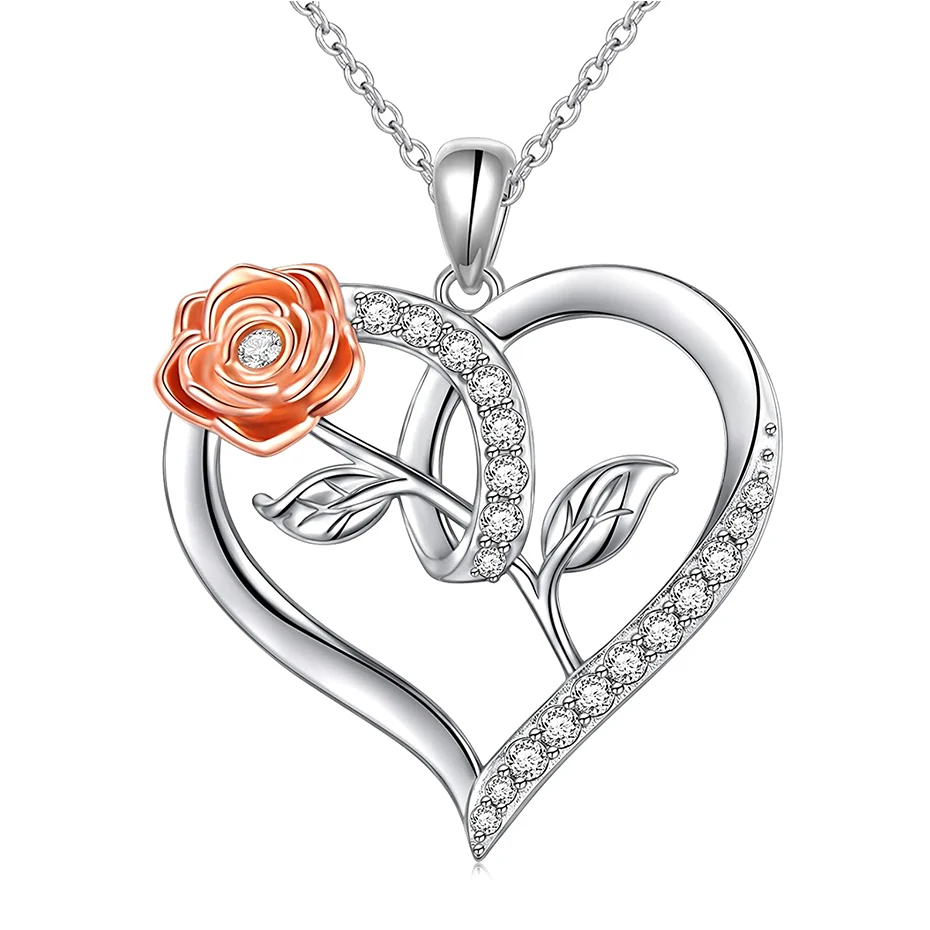 

Rose Valley Roseflower Necklace Hot Selling Jewelry Pendant Rose Gold plated Two Tone Jewel Fashion Gift For Lover RSN081
