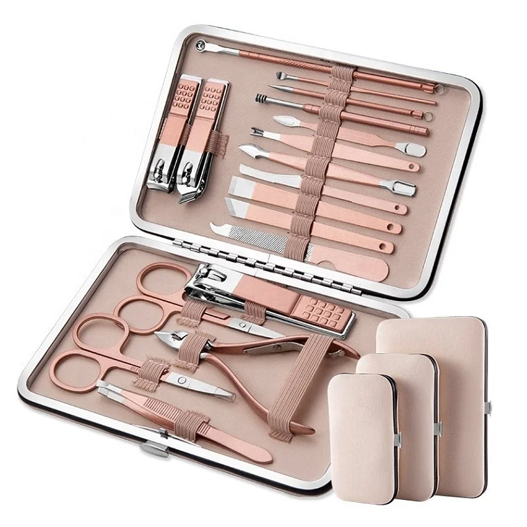 

18 Piece Rose Gold Beauty Manicure Tools Pedicure Stainless Steel Women Nail Clipper Set Tweezers Nipper Scissors Nail Tool Kit, According to options
