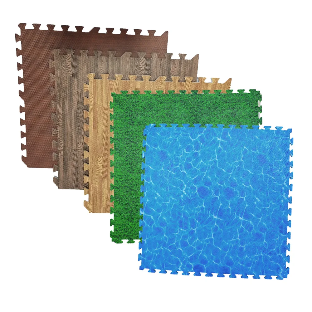 

60 x 60 cm Puzzle Jigsaw Wooden Grass Water Ocean Effect Pattern Grain Film EVA Foam Interlocking Puzzle Flooring Tiles Mats