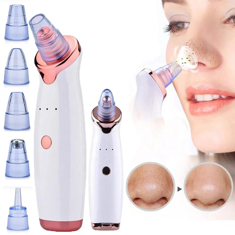 

Beauty Care Facial Nose Pimple Electronic Vacuum Blackhead Remover With 5 Suction Heads